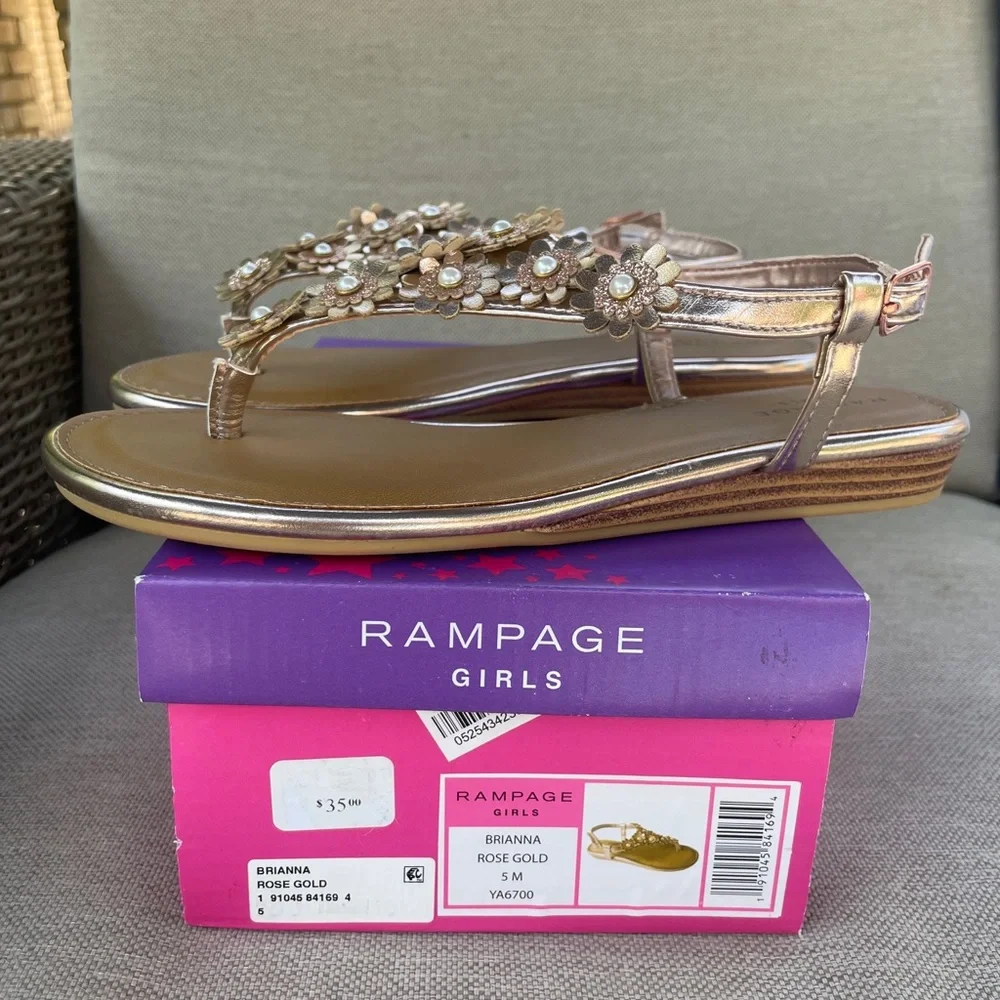 NEW Rampage Girls Sandals Brianna Rose Gold Sz 5 M  (sizes 2 & 4 also Available) - Picture 12 of 12